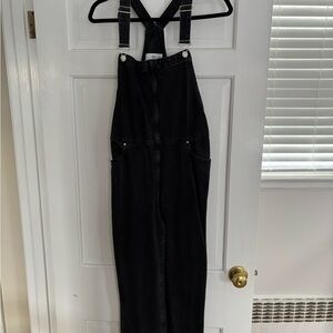 Mango Women's Black Denim Overalls